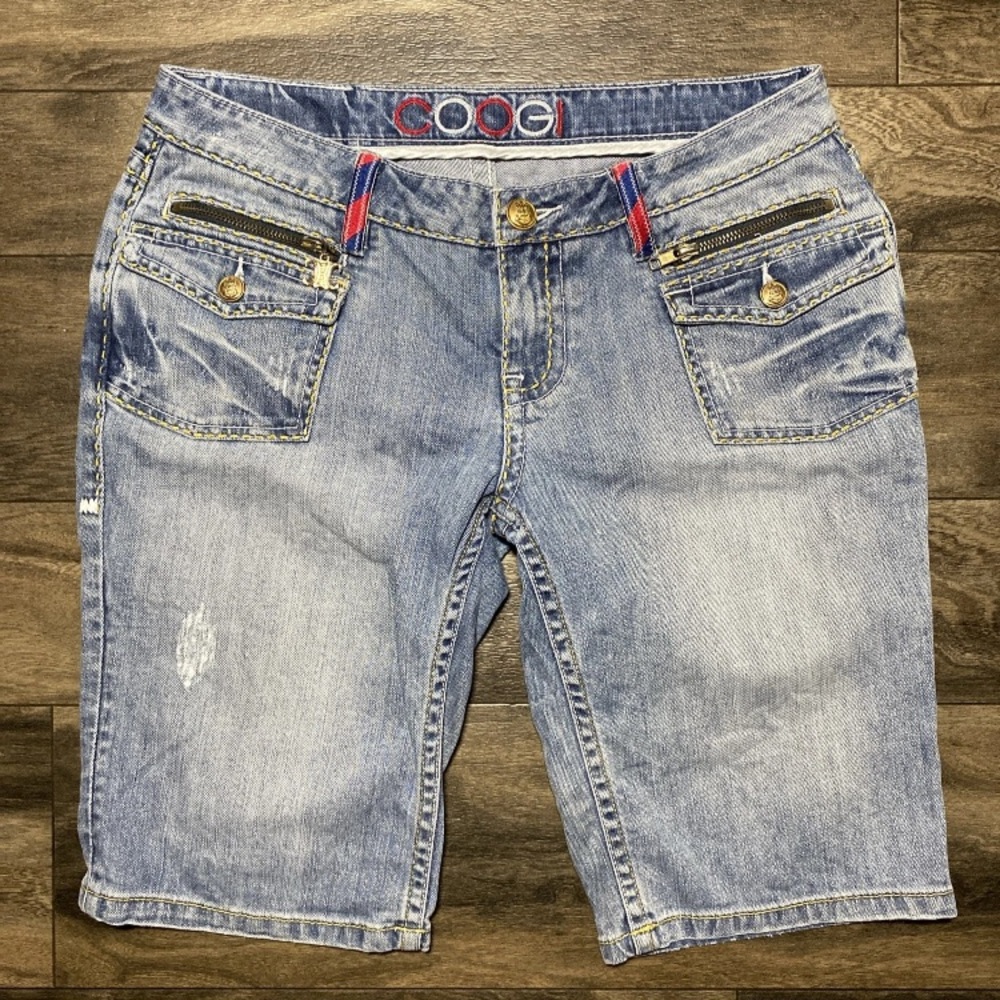 COOGI Denim Shorts Women's 34x12 Embroidered Embellished Low Rise Blue Jean Jort - Picture 2 of 14